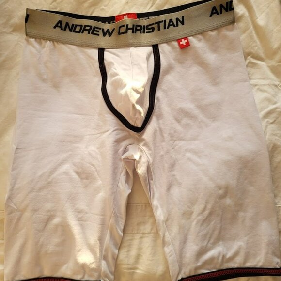 Andrew Christian Men's Long Boxer Briefs White Medium NEW - Picture 6 of 8